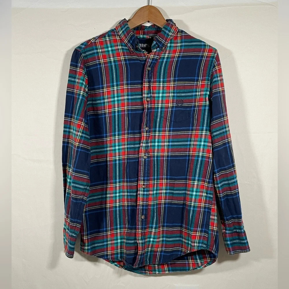 Chaps Performance Plaid Flannel Button Down Shirt Men's Size Small